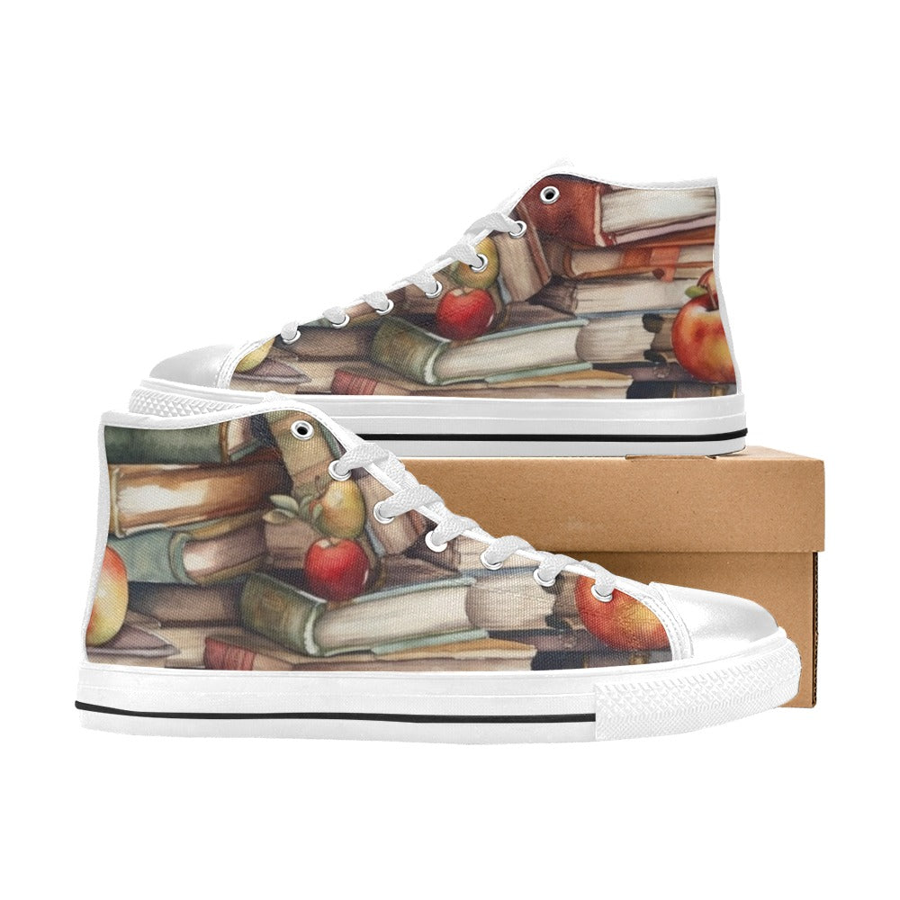 Watercolour Books - Kids High Top Canvas Shoes