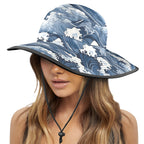 Japanese Waves Wide Brim Bucket Hat Wide Brim Bucket Hat Ocean Printed Offshore