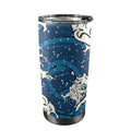 Waves - 20oz Mobile Tumbler with Lid (Black Lock) One Size 20oz Travel Mug Printed Offshore Surf