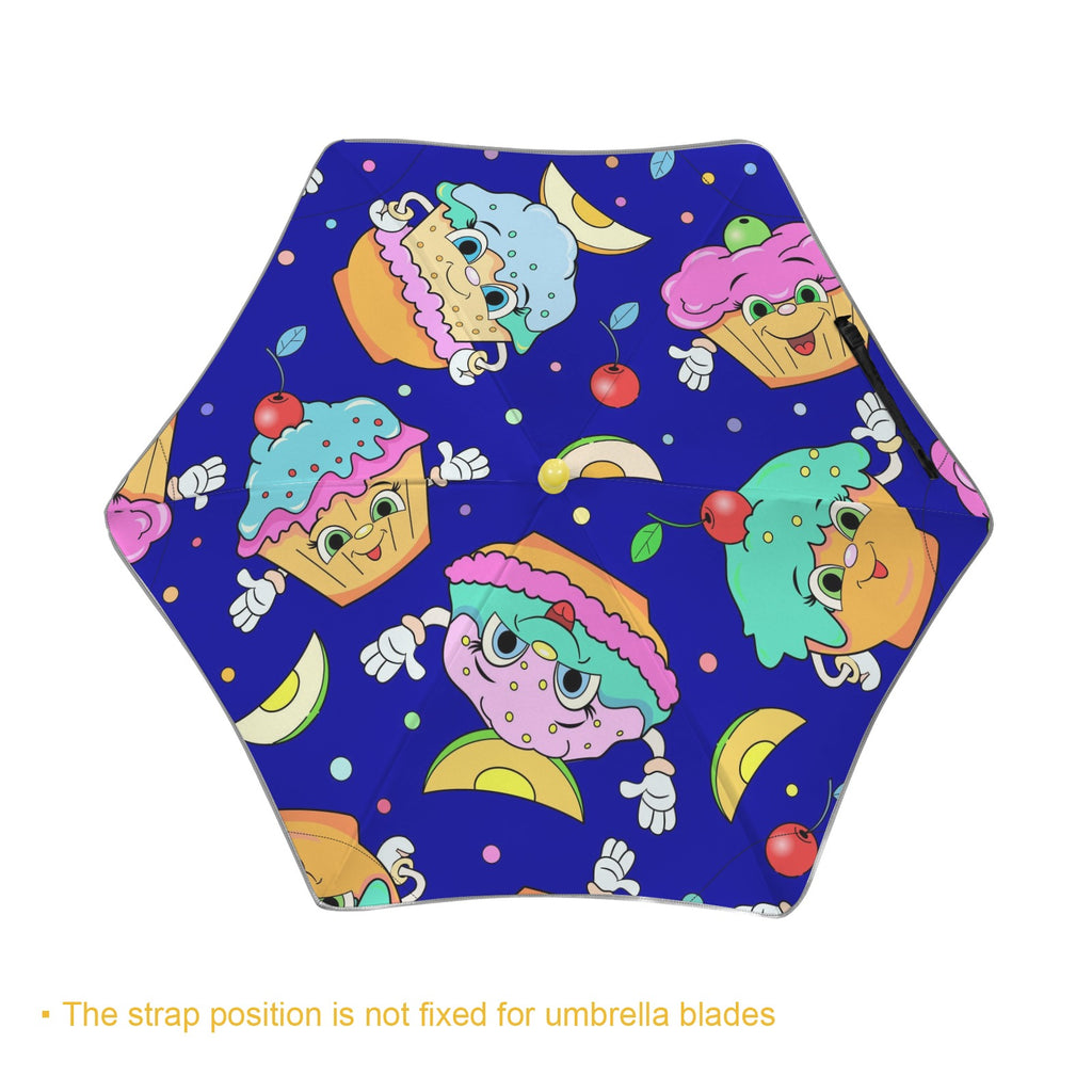 Cute Cartoon Cupcakes Kids Safe Round Corner Umbrella Kids Safe Round Corner Umbrella Food Printed Offshore