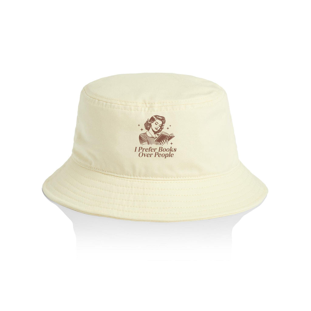 I Prefer Books Over People - AS Colour Bucket Hat Butter One Size As Colour Bucket Hat Printed In Australia Reading