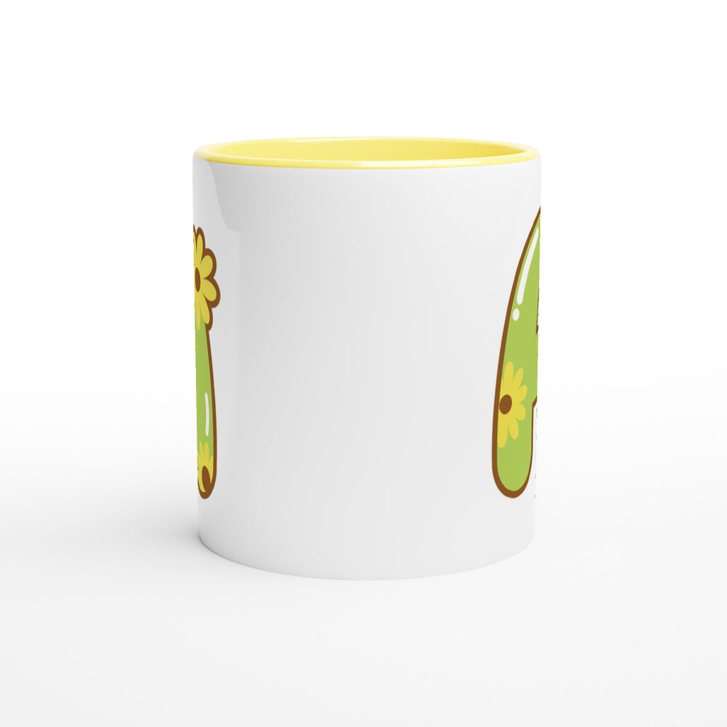 Personalised Initial With Flowers White 11oz Ceramic Mug with Color Inside Personalised 11oz Mug customise Globally Fulfilled Name personalise