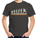 Guitar Player Evolution - Kids Youth T-Shirt Charcoal Kids Youth T-shirt Music Printed In Australia