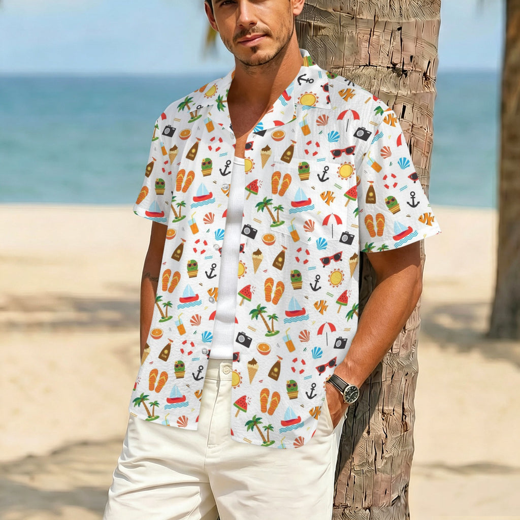 Beach Time Men's Crinkle Hawaiian Shirt