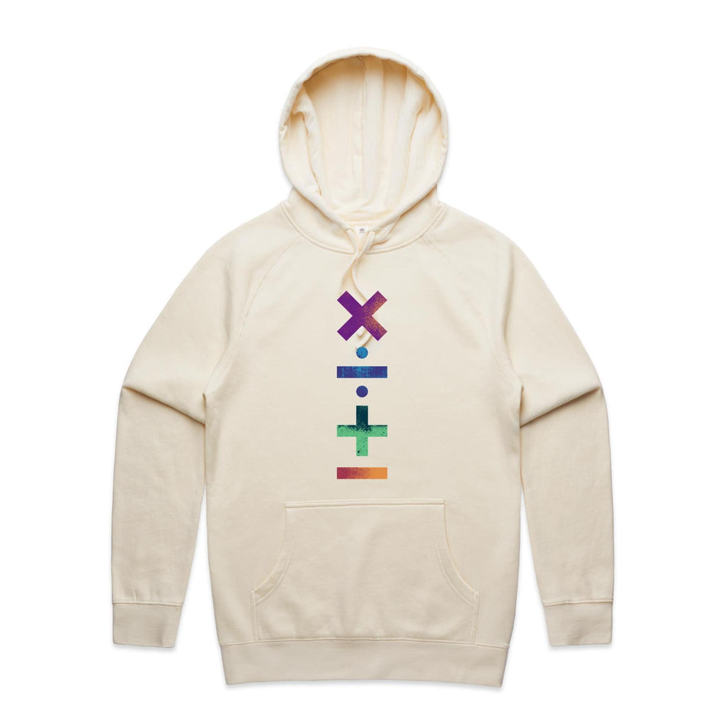 Math Symbols - Mens Hoodie Ecru Mens Hoodie Maths Printed In Australia