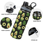 Cute Avocados - Insulated Water Bottle with Dual-Use Lid (18oz) Insulated Water Bottle with Dual-Use Lid (18oz) Food Printed Offshore