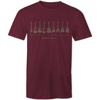 Guitar Timeline - Mens T-Shirt Burgundy Mens T-shirt Music Printed In Australia