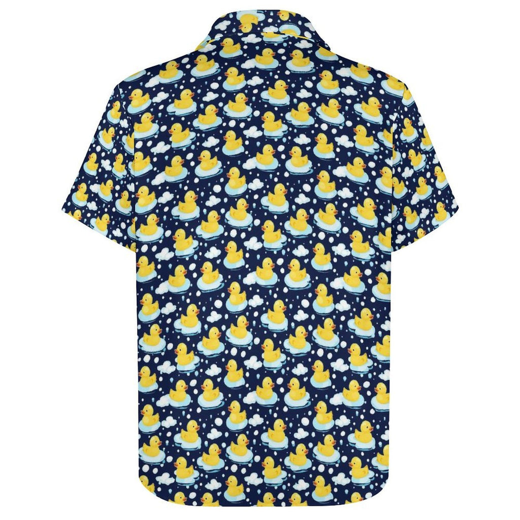 Rubber Ducks On Dark Women's Short-Sleeve Button Up Shirt