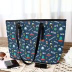 UFO's And Aliens PU Leather Tote Bag Large Leather Tote Bag-Large Printed Offshore Sci Fi