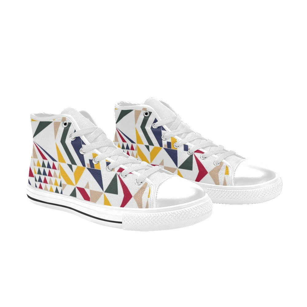Red Mosaic - Women's High Top Canvas Shoes