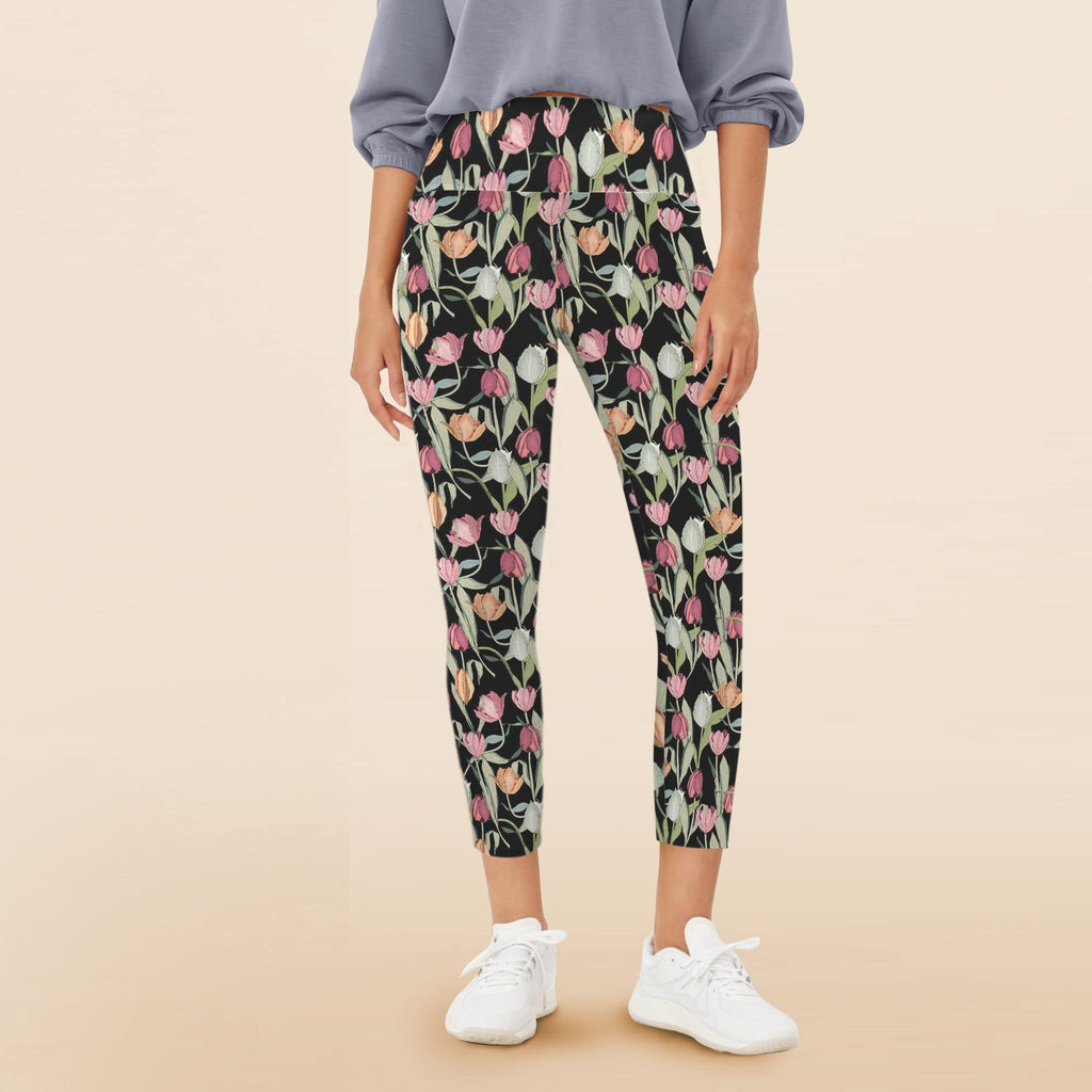 Tulips - Women's High Waist Pockets Yoga Leggings
