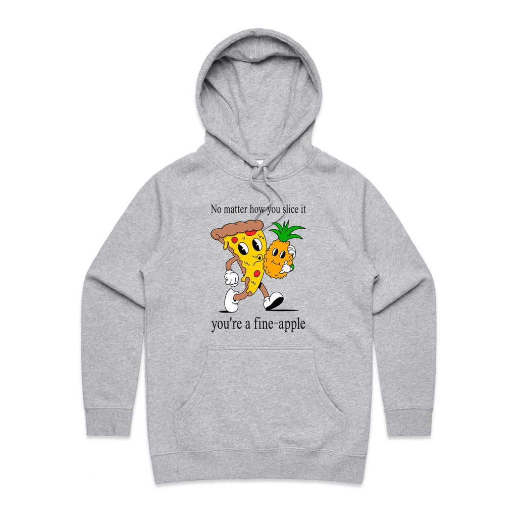 Pineapple Pizza - Womens Hoodie Grey Marle Womens Hoodie Food Printed In Australia