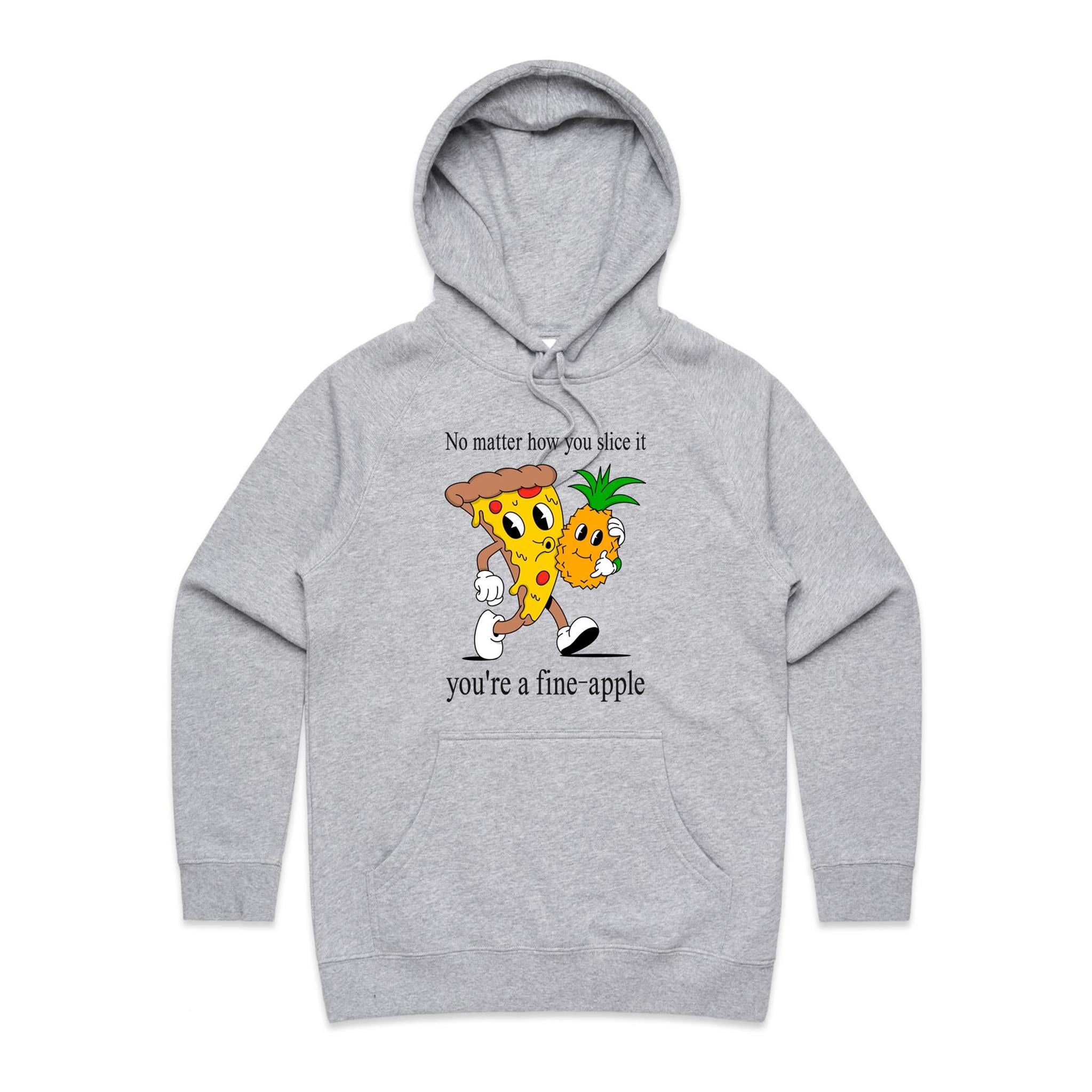 Pineapple Pizza - Womens Hoodie Grey Marle Womens Hoodie Food Printed In Australia