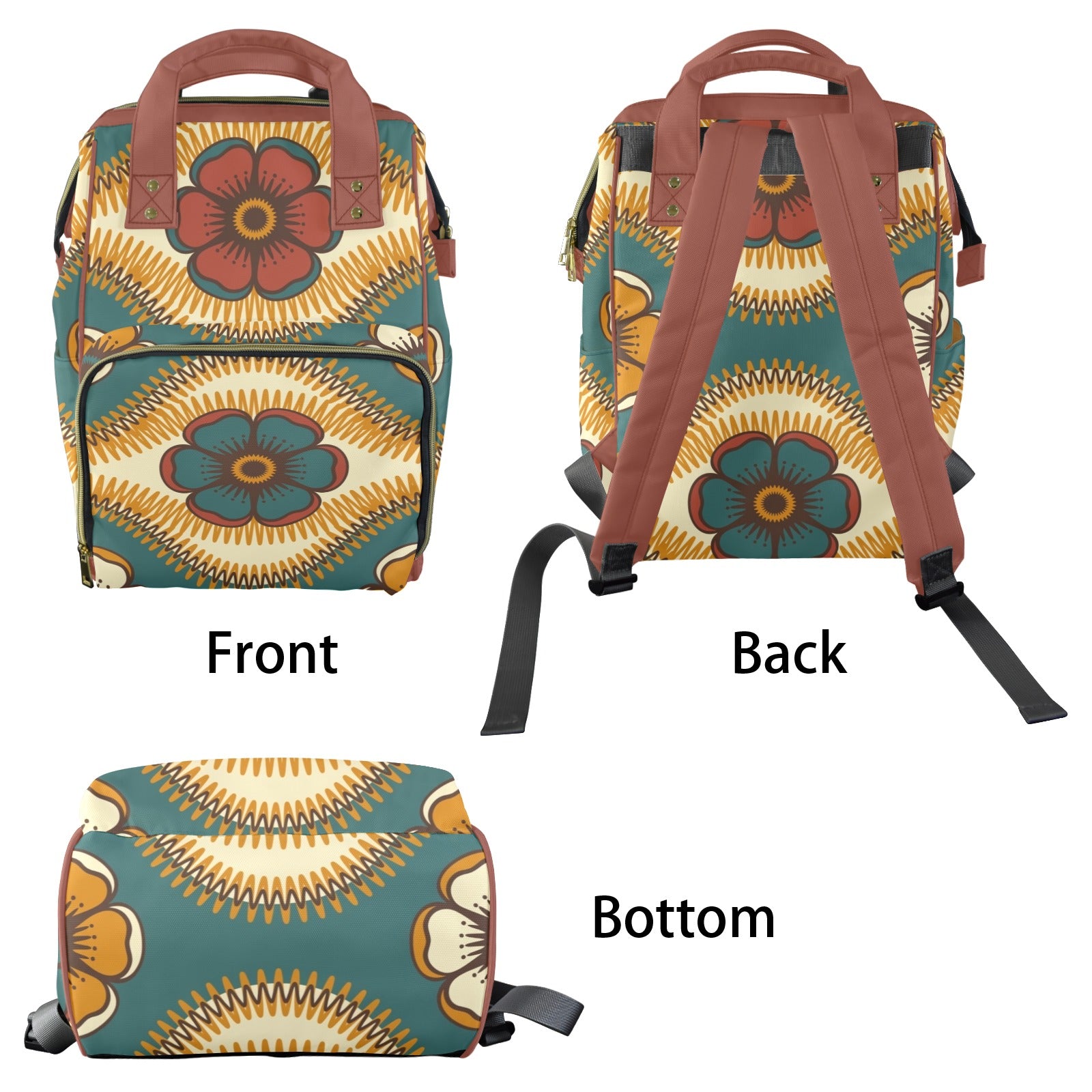 Vintage Floral - Multi-Function Backpack, Nappy / Diaper Bag