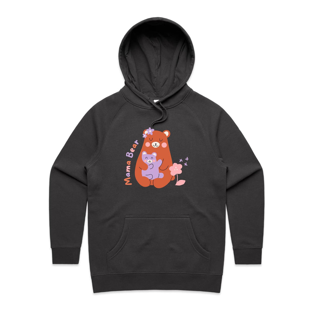 Mama Bear - Womens Hoodie Coal Womens Hoodie animal Mum Printed In Australia