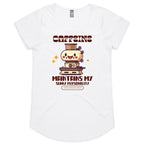 Caffeine Maintains My Sunny Personality - Womens Scoop Neck T-Shirt White Womens Scoop Neck T-shirt Coffee Printed In Australia