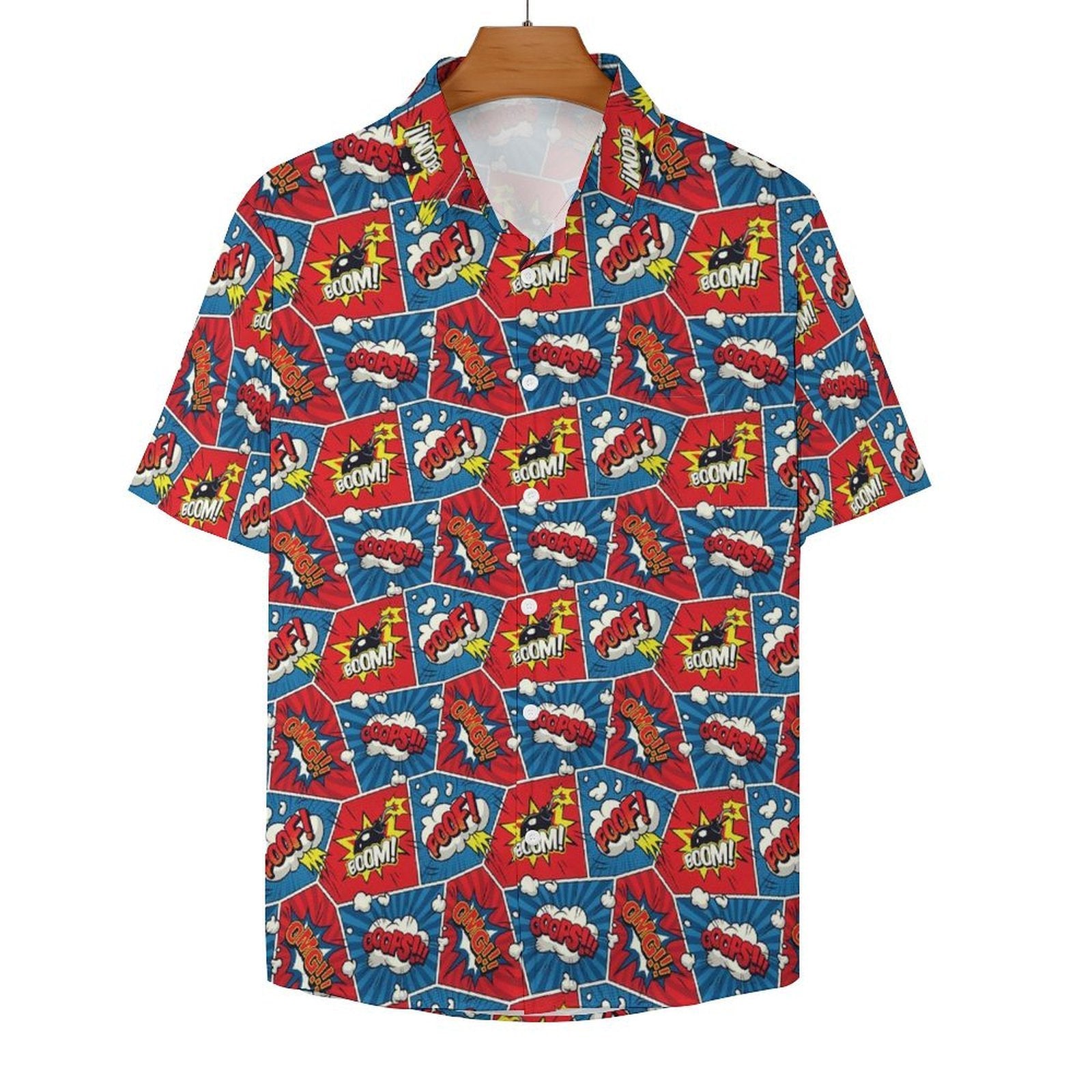 Comic Book Women's Short-Sleeve Button Up Shirt Women's Short-Sleeve Button Up Shirt comic Printed Offshore