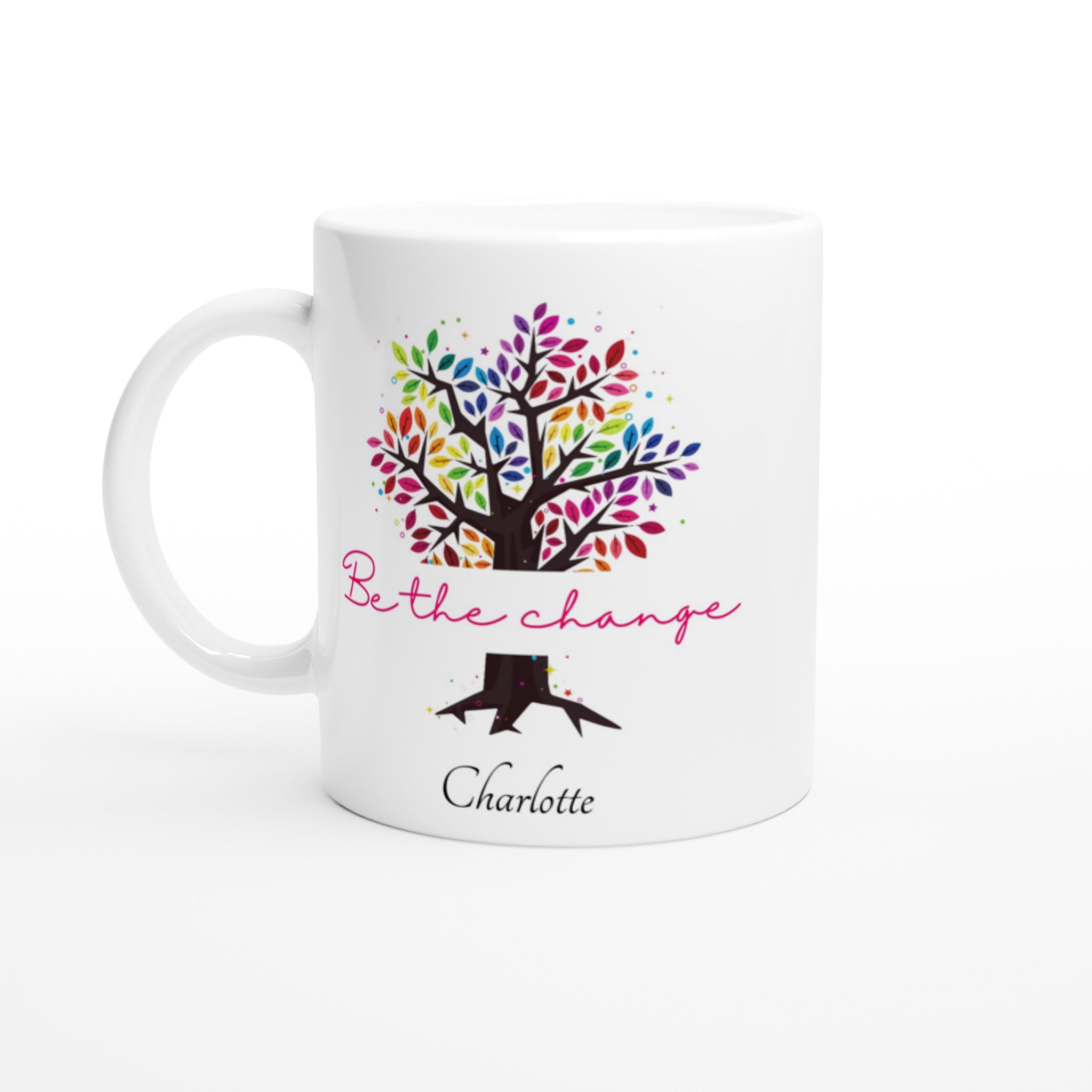 Personalise - Be The Change - White 11oz Ceramic Mug Default Title Personalised 11oz Mug customise Globally Fulfilled Motivation personalise Plants