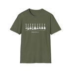 Guitar Timeline Unisex Softstyle T-Shirt Military Green Unisex Adult T-shirt Australian Printer Music