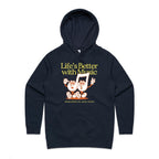 Life's Better With Music - Womens Hoodie Navy Womens Hoodie Music Printed In Australia