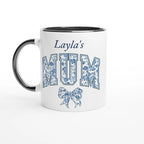 Personalise - Mum, Blue Floral - 11oz Ceramic Mug Ceramic Black Personalised 11oz Mug customise Globally Fulfilled Mum Name personalise