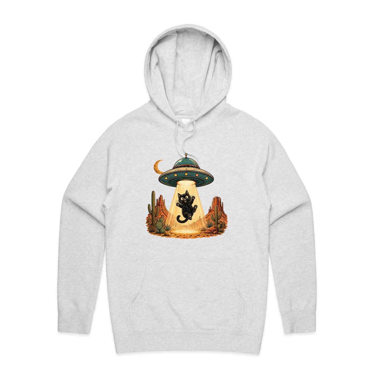 Black Cat Alien UFO Abduction Men's AS Colour Hoodie