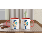Personalise - Best Dad, Hat And Tie - White 11oz Ceramic Mug Personalised Mug customise Dad Globally Fulfilled personalise