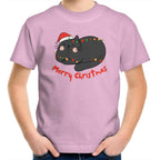 Cat Merry Christmas - Kids Youth T-Shirt Pink Kids Christmas T-shirt Christmas Printed In Australia