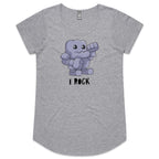 I Rock - Womens Scoop Neck T-Shirt Grey Marle Womens Scoop Neck T-shirt Music Printed In Australia