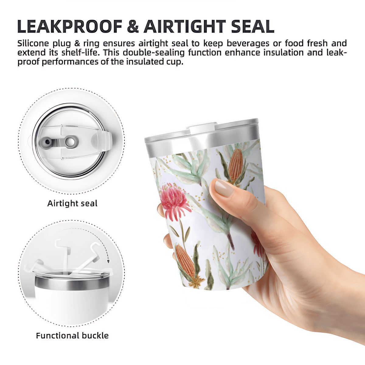 Waratah Australian Flower Small Stainless Steel Travel Mug Cup 12oz/350ml