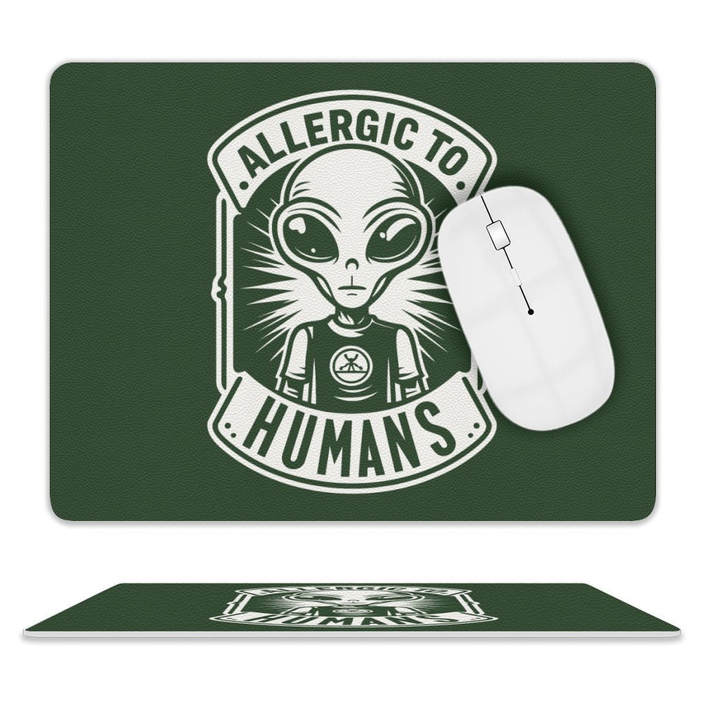Allergic To Humans, Alien Leather Mouse Pad white One size Leather Mouse Pad Printed Offshore Sci Fi