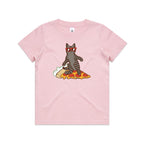 Cat Surfing On Pizza Kid's AS Colour T-shirt