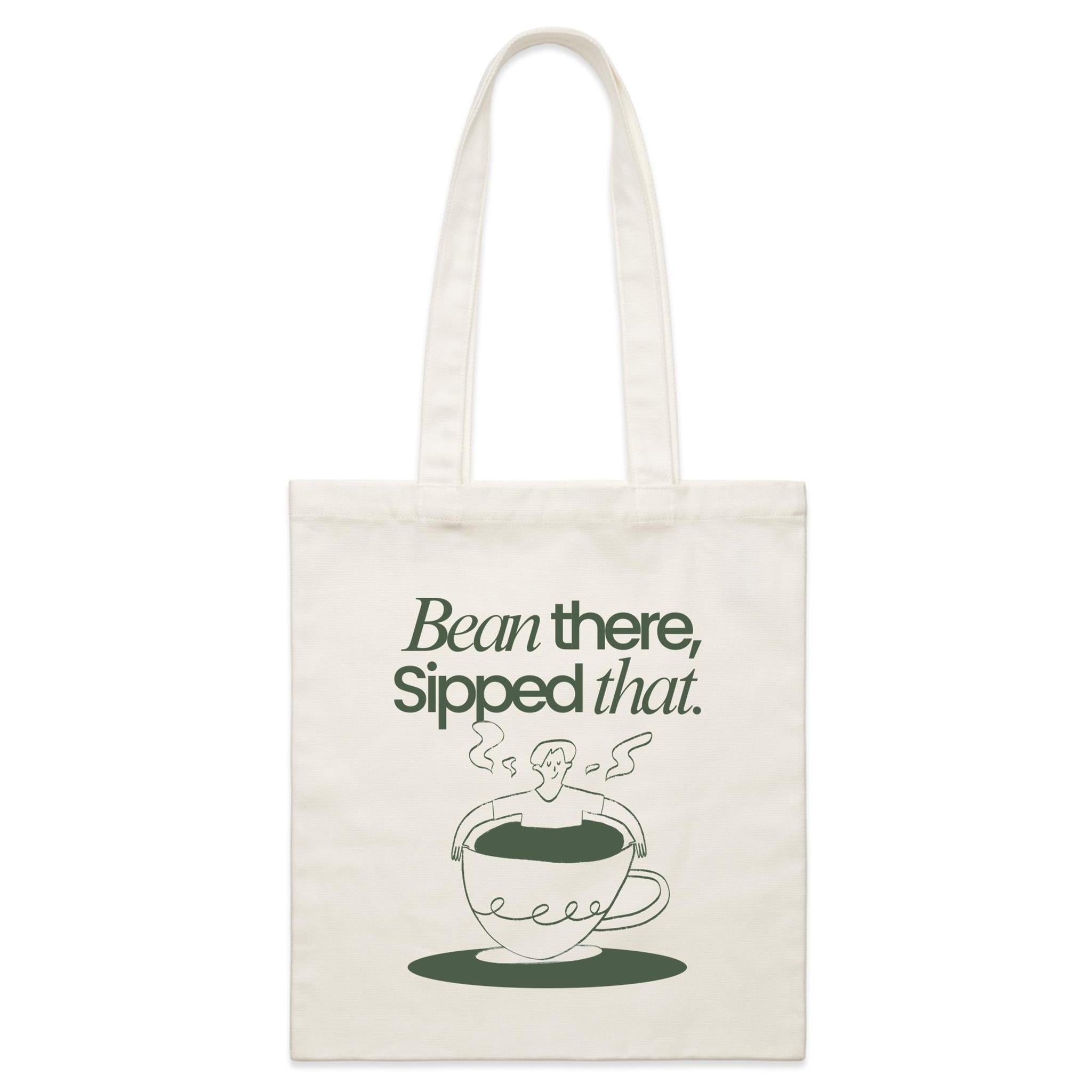 Bean There, Sipped That, Coffee - Parcel Canvas Tote Bag Default Title Small Tote Bag Coffee Printed In Australia