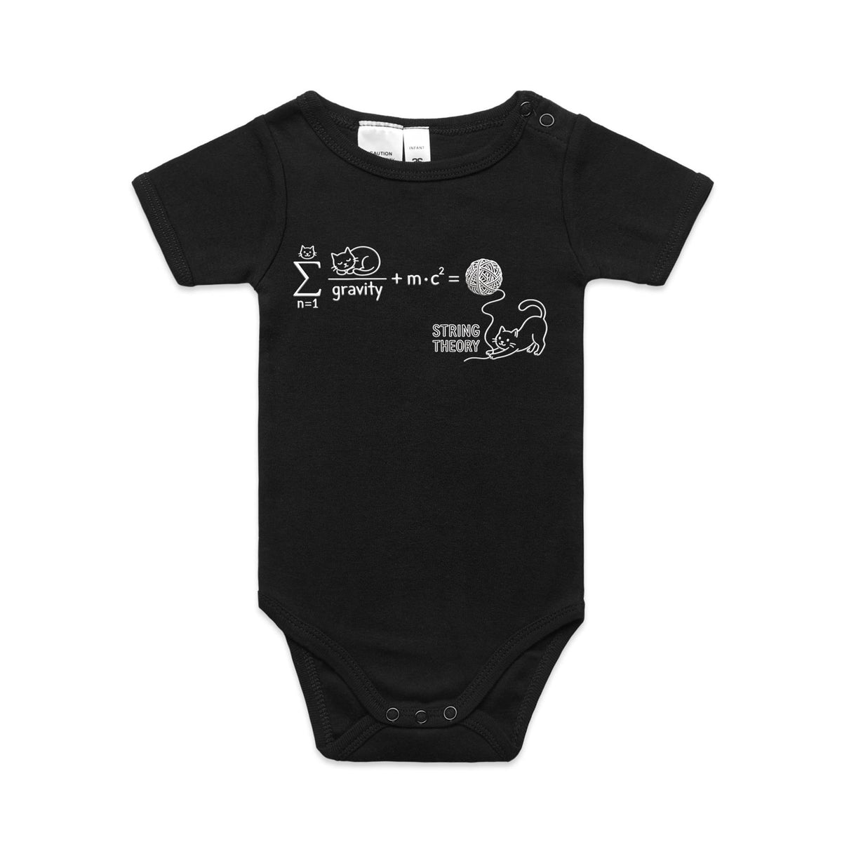 Cat String Theory Physics AS Colour Baby Bodysuit Black Baby Bodysuit animal Printed In Australia Science