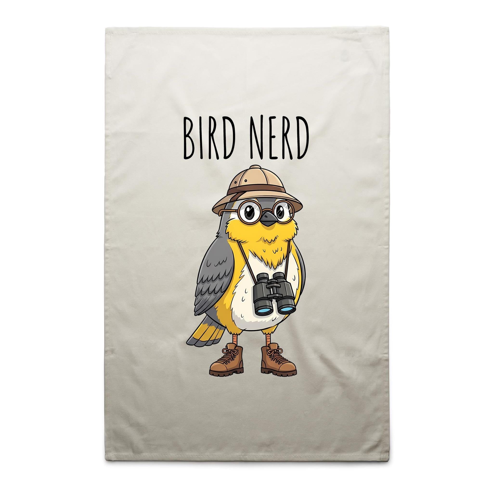 Bird Nerd 2 AS Colour Tea Towel Cream One Size Tea Towel animal Birds Printed In Australia