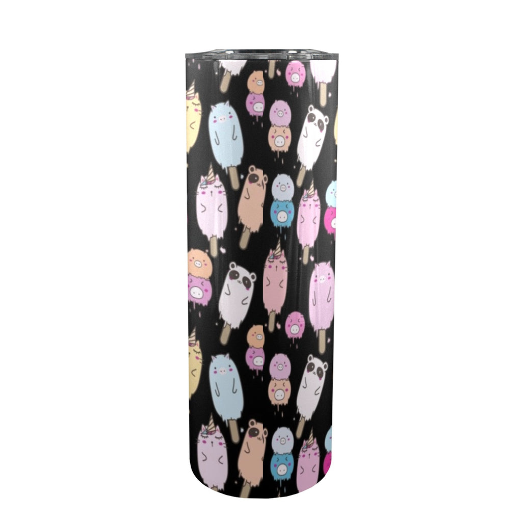 Cute Animal Ice Blocks - 20oz Tall Skinny Tumbler with Lid and Straw