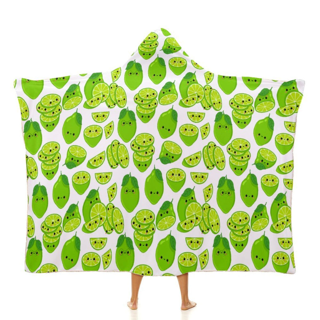 Cute Limes Kids Hooded Blanket 100cm x 130cm white 40"×50" Kids Hooded Blanket Food Printed Offshore