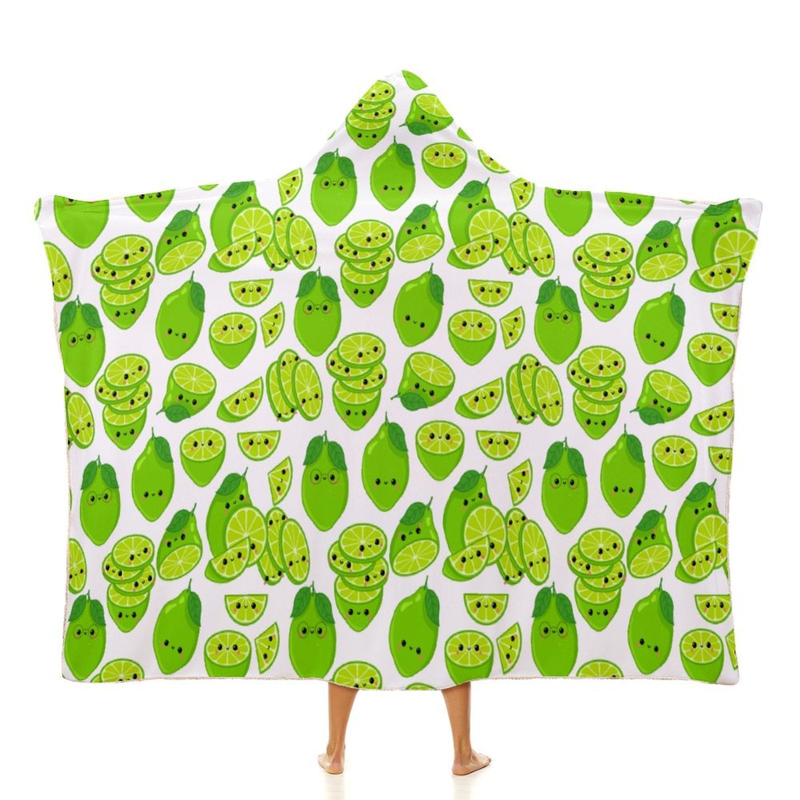 Cute Limes Kids Hooded Blanket 100cm x 130cm white 40"×50" Kids Hooded Blanket Food Printed Offshore