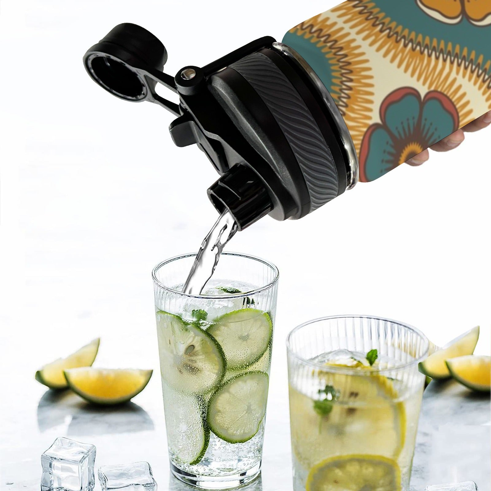 Vintage Floral - Insulated Water Bottle with Dual-Use Lid (18oz) Insulated Water Bottle with Dual-Use Lid (18oz) Printed Offshore