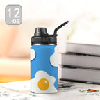 Fried Eggs - Kids Water Bottle with Chug Lid (12 oz) Kids Water Bottle with Chug Lid Food Printed Offshore