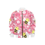 Bees On Pink Kids Bomber Jacket XL Kids Bomber Jacket animal Printed Offshore