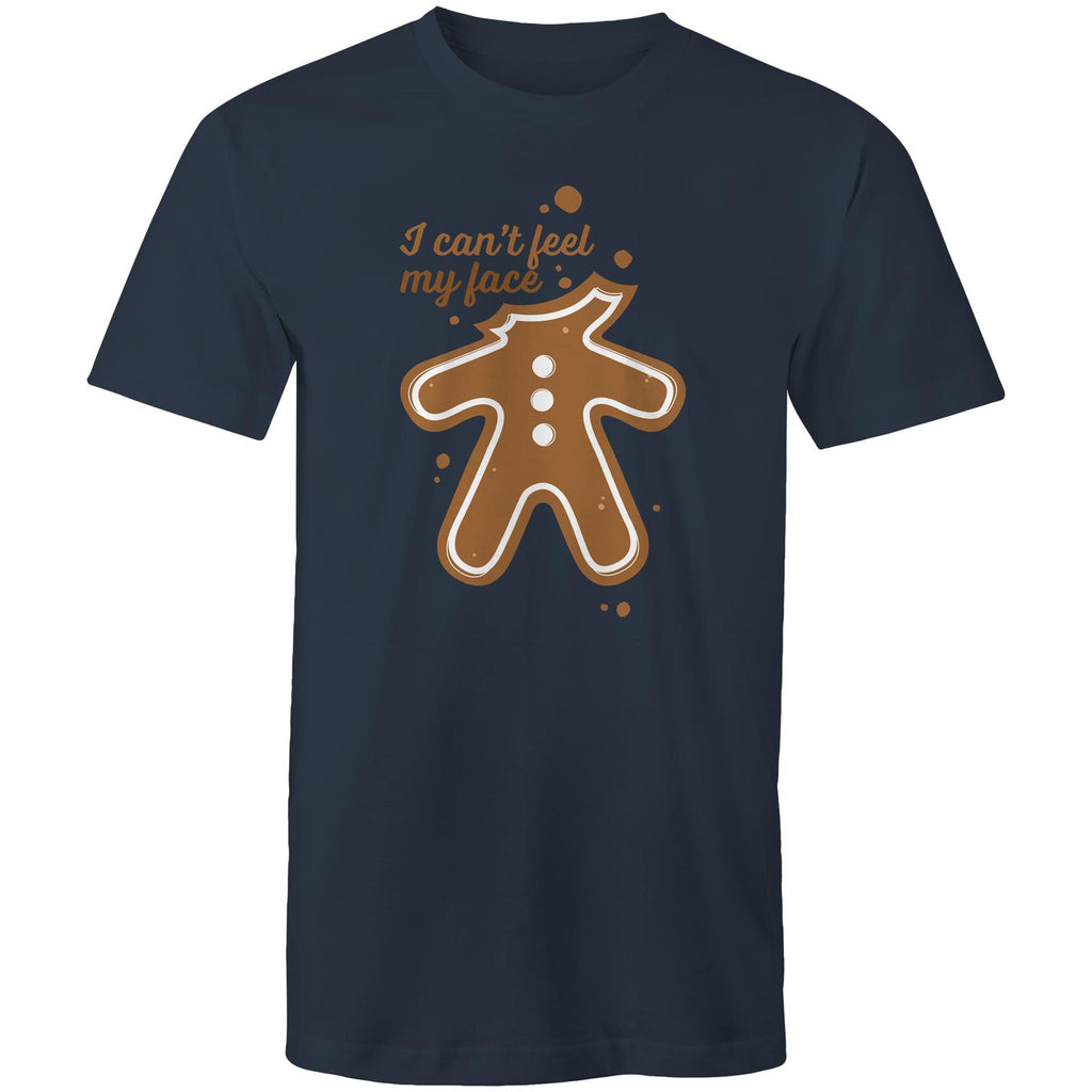 Gingerbread, I Can't Feel My Face - Mens T-Shirt Navy Mens Christmas T-shirt Christmas Printed In Australia