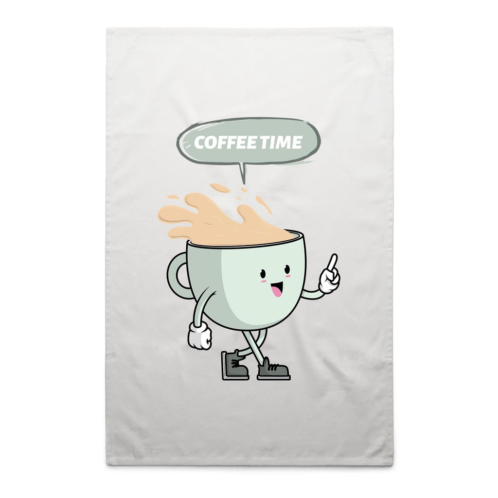 Coffee Time - AS Colour Tea Towel White One Size Tea Towel Coffee Printed In Australia
