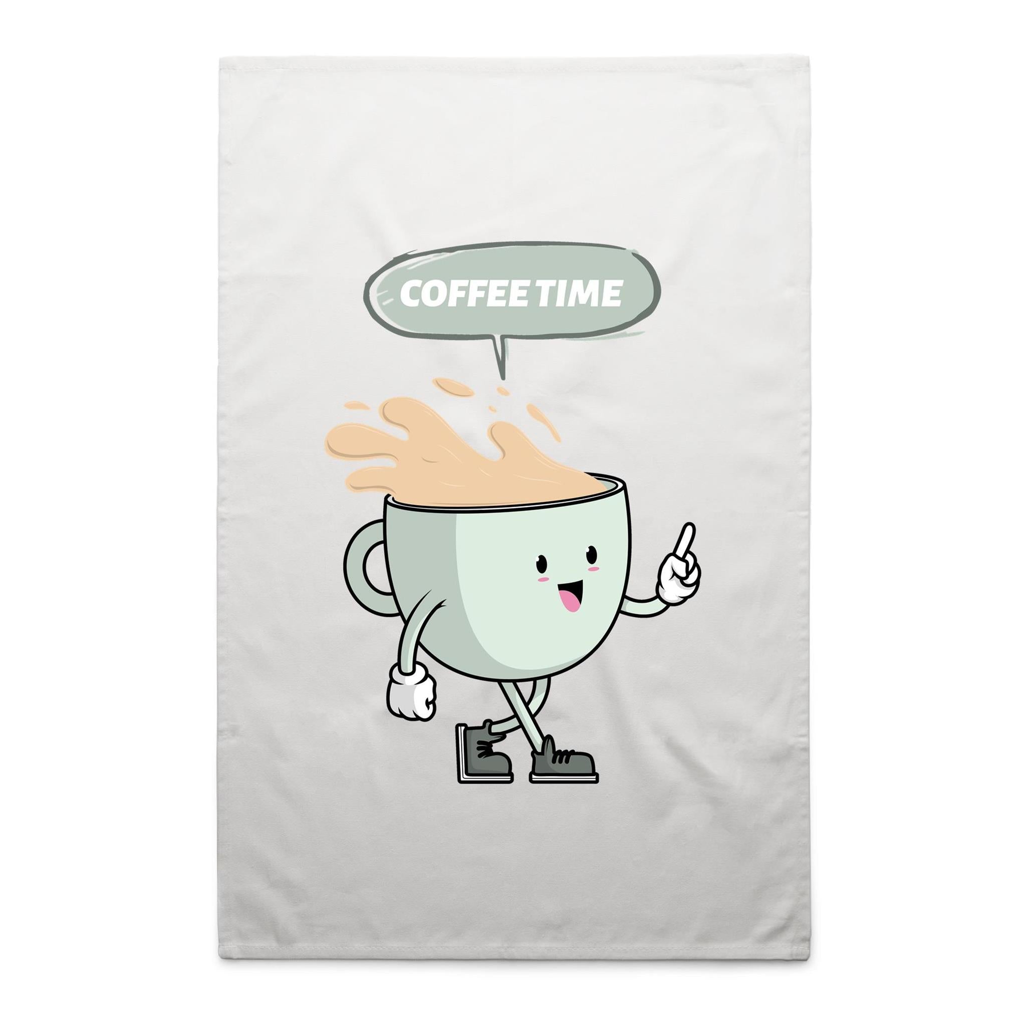 Coffee Time - AS Colour Tea Towel White One Size Tea Towel Coffee Printed In Australia