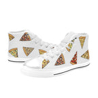 Pizza Slices On White Kids High Top Canvas Shoes