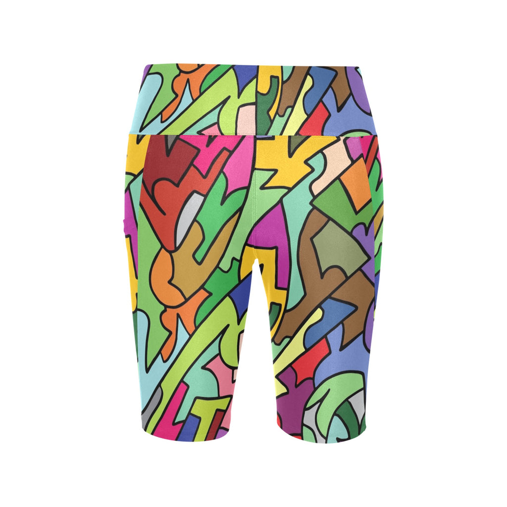 Bright Abstract Women's Bike Shorts With Side Pockets Women's Bike Shorts Printed Offshore