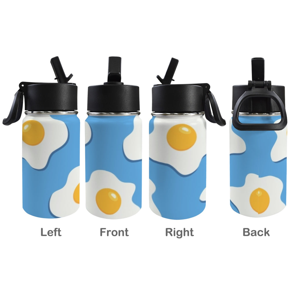 Fried Eggs 12oz Kids Water Bottle with Straw Lid