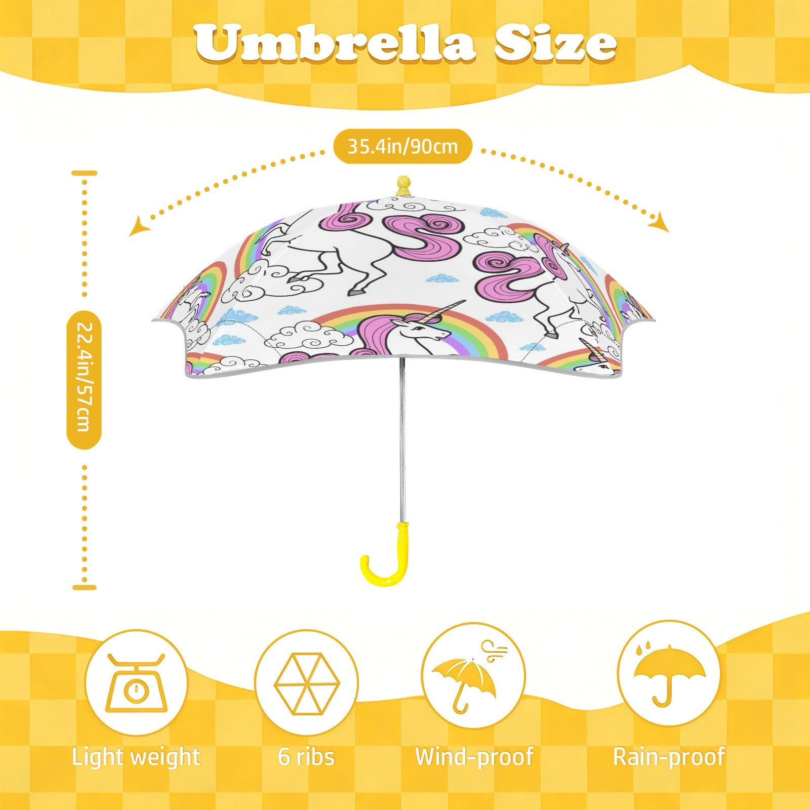 Cartoon Unicorn Rainbow Kids Safe Round Corner Umbrella Kids Safe Round Corner Umbrella animal Printed Offshore