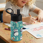 Cute Panda 12oz Kids Water Bottle with Straw Lid