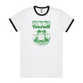 Life's Too Short Not To Be Yourself Men's AS Colour Ringer Tee White Black Ringer T-Shirt Positivity Printed In Australia